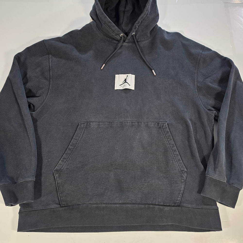 Jordan Essentials Flight Fleece Hoodie Washed Black XL Jumpman Logo DA9816-010